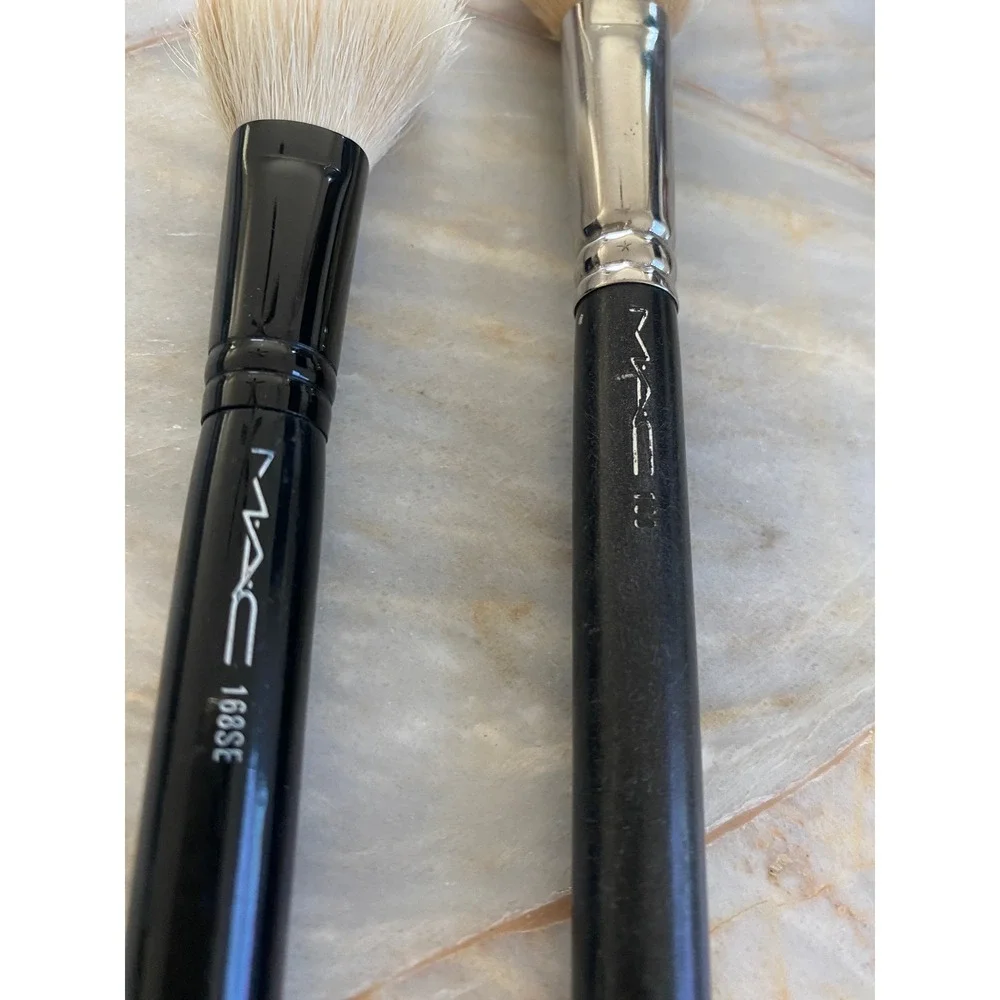 MAC 168 & 168SE Large Angled Contour Makeup Brush Set Black Silver Japan